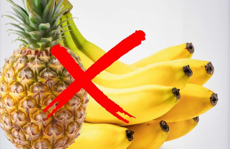 ananas e banane con x sopra