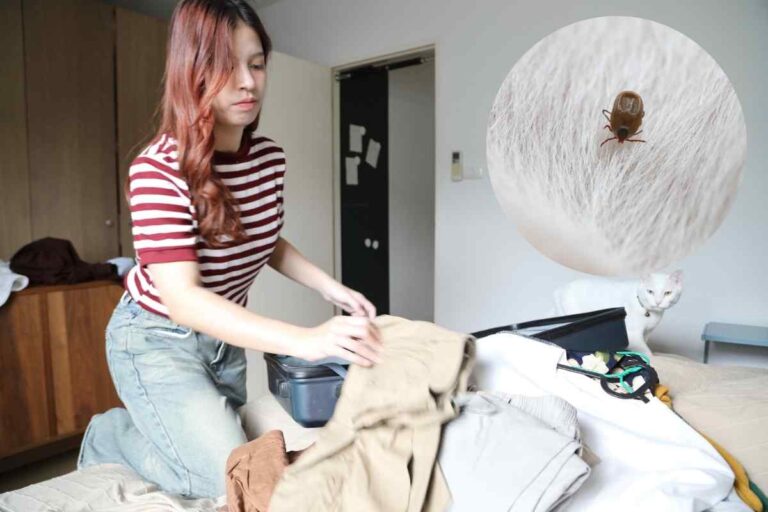 donna che elimina pulci in casa