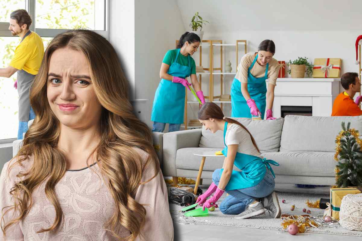 donne che puliscono la casa
