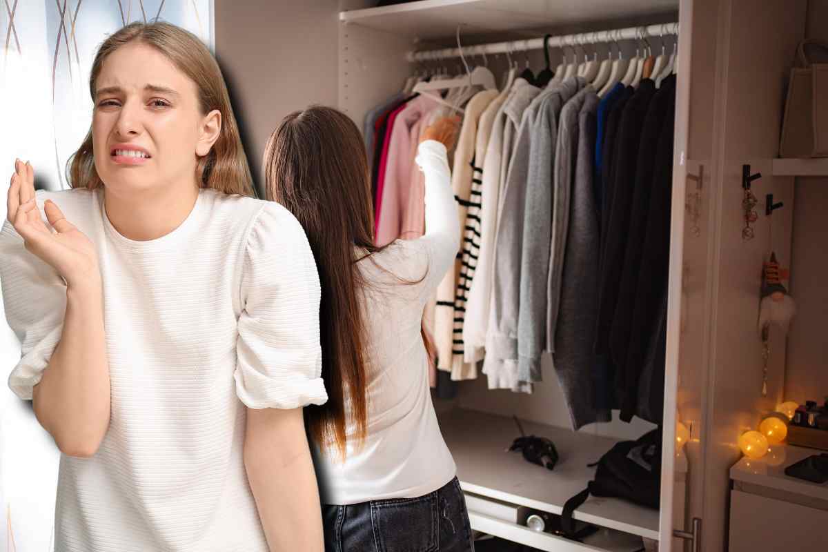 donna che sente puzza nell'armadio